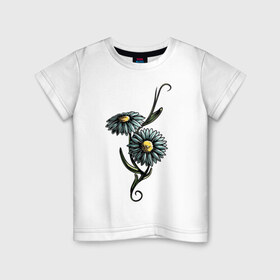 Детская футболка хлопок с принтом Полевые ромашки в Новосибирске, 100% хлопок | круглый вырез горловины, полуприлегающий силуэт, длина до линии бедер | летние цветы | одуванчики | полевые ромашки | полевые цветы | ромашки | цветы