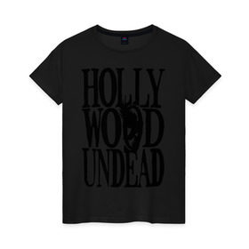 Женская футболка хлопок с принтом HollyWoodUndead в Новосибирске, 100% хлопок | прямой крой, круглый вырез горловины, длина до линии бедер, слегка спущенное плечо | hollywood undead | hu | hu mask one color | undead | птица с гранатой | рок реп группа hollywood undead