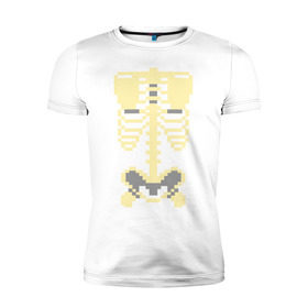 Мужская футболка премиум с принтом Пиксельный скелет в Новосибирске, 92% хлопок, 8% лайкра | приталенный силуэт, круглый вырез ворота, длина до линии бедра, короткий рукав | скелет