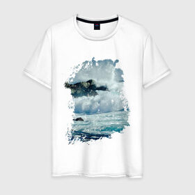 Мужская футболка хлопок с принтом Seaside в Новосибирске, 100% хлопок | прямой крой, круглый вырез горловины, длина до линии бедер, слегка спущенное плечо. | летние | лето | море | на лето | океан | побережье