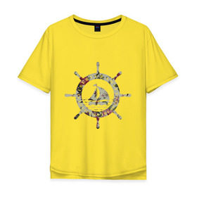Мужская футболка хлопок Oversize с принтом Flower Wheel в Новосибирске, 100% хлопок | свободный крой, круглый ворот, “спинка” длиннее передней части | Тематика изображения на принте: 