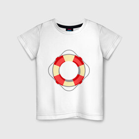 Детская футболка хлопок с принтом Спасательный круг в Новосибирске, 100% хлопок | круглый вырез горловины, полуприлегающий силуэт, длина до линии бедер | лето | море | отдых | спасательный круг