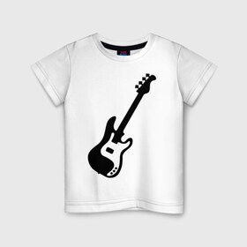 Детская футболка хлопок с принтом Гитара в Новосибирске, 100% хлопок | круглый вырез горловины, полуприлегающий силуэт, длина до линии бедер | gitar | music | бас | музыка | музыкальные инструменты | электрогитара