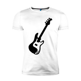 Мужская футболка премиум с принтом Гитара в Новосибирске, 92% хлопок, 8% лайкра | приталенный силуэт, круглый вырез ворота, длина до линии бедра, короткий рукав | gitar | music | бас | музыка | музыкальные инструменты | электрогитара