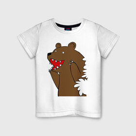 Детская футболка хлопок с принтом Медведь цензурный в Новосибирске, 100% хлопок | круглый вырез горловины, полуприлегающий силуэт, длина до линии бедер | интернет приколы | медведь | медведь в кустах | приколы
