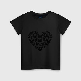 Детская футболка хлопок с принтом Сердце из бабочек в Новосибирске, 100% хлопок | круглый вырез горловины, полуприлегающий силуэт, длина до линии бедер | 
