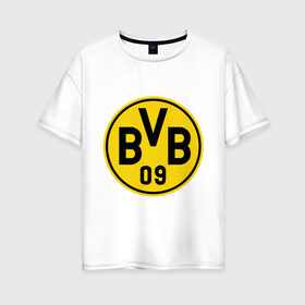 Женская футболка хлопок Oversize с принтом Borussia Dortmund в Новосибирске, 100% хлопок | свободный крой, круглый ворот, спущенный рукав, длина до линии бедер
 | боруссия | дортмунд