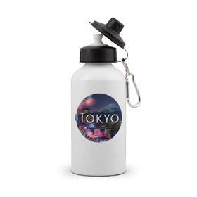 Бутылка спортивная с принтом Tokyo - круг в Новосибирске, металл | емкость — 500 мл, в комплекте две пластиковые крышки и карабин для крепления | tokyo | urban | город | города | мировые столицы | токио | урбан | япония