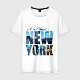 Мужская футболка хлопок с принтом Надпись NY в Новосибирске, 100% хлопок | прямой крой, круглый вырез горловины, длина до линии бедер, слегка спущенное плечо. | new york | ny | nyc | urban | город | города | нью йорк | урбан
