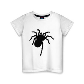 Детская футболка хлопок с принтом Паук (spider) в Новосибирске, 100% хлопок | круглый вырез горловины, полуприлегающий силуэт, длина до линии бедер | Тематика изображения на принте: насекомые | паутина | паучок | черная вдова | черный паук