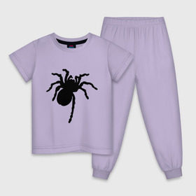 Детская пижама хлопок с принтом Паук (spider) в Новосибирске, 100% хлопок |  брюки и футболка прямого кроя, без карманов, на брюках мягкая резинка на поясе и по низу штанин
 | Тематика изображения на принте: насекомые | паутина | паучок | черная вдова | черный паук