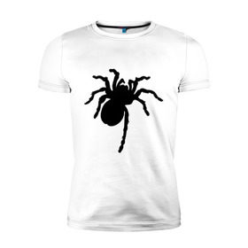 Мужская футболка премиум с принтом Паук (spider) в Новосибирске, 92% хлопок, 8% лайкра | приталенный силуэт, круглый вырез ворота, длина до линии бедра, короткий рукав | Тематика изображения на принте: насекомые | паутина | паучок | черная вдова | черный паук