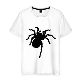 Мужская футболка хлопок с принтом Паук (spider) в Новосибирске, 100% хлопок | прямой крой, круглый вырез горловины, длина до линии бедер, слегка спущенное плечо. | насекомые | паутина | паучок | черная вдова | черный паук