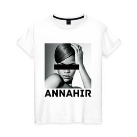 Женская футболка хлопок с принтом Rihanna в Новосибирске, 100% хлопок | прямой крой, круглый вырез горловины, длина до линии бедер, слегка спущенное плечо | актирса | голливуд rihanna | звезды | знаменитости | певица | рианна