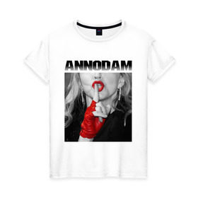 Женская футболка хлопок с принтом Annodam в Новосибирске, 100% хлопок | прямой крой, круглый вырез горловины, длина до линии бедер, слегка спущенное плечо | madonna | актирса | голливуд | звезды | знаменитости | мадонна | певица