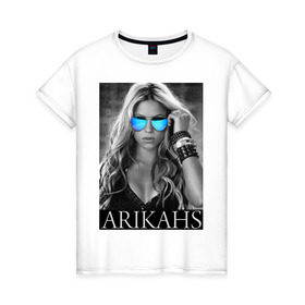 Женская футболка хлопок с принтом Arikahs в Новосибирске, 100% хлопок | прямой крой, круглый вырез горловины, длина до линии бедер, слегка спущенное плечо | shakira | актирса | голливуд | звезды | знаменитости | певица | шакира