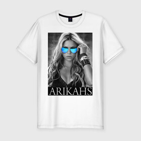 Мужская футболка премиум с принтом Arikahs в Новосибирске, 92% хлопок, 8% лайкра | приталенный силуэт, круглый вырез ворота, длина до линии бедра, короткий рукав | shakira | актирса | голливуд | звезды | знаменитости | певица | шакира