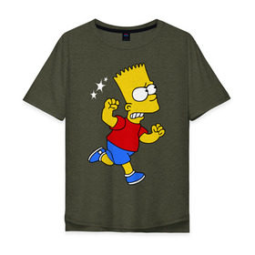 Мужская футболка хлопок Oversize с принтом Барт бой без правил в Новосибирске, 100% хлопок | свободный крой, круглый ворот, “спинка” длиннее передней части | bart simpson | simpsons | барт симпсон | драка | симпсоны