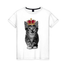 Женская футболка хлопок с принтом Meow kitten в Новосибирске, 100% хлопок | прямой крой, круглый вырез горловины, длина до линии бедер, слегка спущенное плечо | kitten | meow | meow kitten | киса | кот | котик | котэ | котяра | кошка | прикольный кот