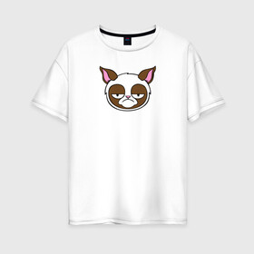 Женская футболка хлопок Oversize с принтом Stay grumpy and hate everything в Новосибирске, 100% хлопок | свободный крой, круглый ворот, спущенный рукав, длина до линии бедер
 | грустный кот | интернет приколы | кот мем | котенок | котик | кошка | хмурый кот