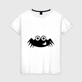 Женская футболка хлопок с принтом Весёлый паучок в Новосибирске, 100% хлопок | прямой крой, круглый вырез горловины, длина до линии бедер, слегка спущенное плечо | насекомые | паук