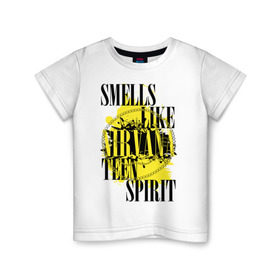 Детская футболка хлопок с принтом Smells like teen spirit в Новосибирске, 100% хлопок | круглый вырез горловины, полуприлегающий силуэт, длина до линии бедер | smells like teen spirit | музыка | музыкальные группы | нирвана