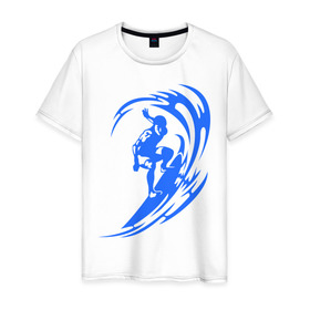 Мужская футболка хлопок с принтом Серфинг (surfing) в Новосибирске, 100% хлопок | прямой крой, круглый вырез горловины, длина до линии бедер, слегка спущенное плечо. | серф | серфер | серфинг | экстремальный | экстрим