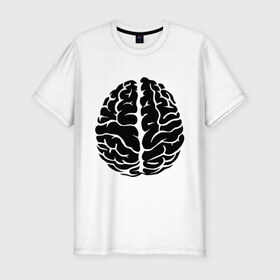Мужская футболка премиум с принтом Он - мозг в Новосибирске, 92% хлопок, 8% лайкра | приталенный силуэт, круглый вырез ворота, длина до линии бедра, короткий рукав | голова | левое и правое полушарие | мозг | он   мозг | открытый мозг | парные | полушарие мозга