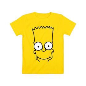 Детская футболка хлопок с принтом Барт лицо в Новосибирске, 100% хлопок | круглый вырез горловины, полуприлегающий силуэт, длина до линии бедер | simpsons | мультики | мультфильмы | симпсоны
