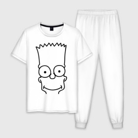 Мужская пижама хлопок с принтом Барт лицо в Новосибирске, 100% хлопок | брюки и футболка прямого кроя, без карманов, на брюках мягкая резинка на поясе и по низу штанин
 | Тематика изображения на принте: simpsons | мультики | мультфильмы | симпсоны