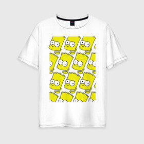Женская футболка хлопок Oversize с принтом Узор Барт Симпсон в Новосибирске, 100% хлопок | свободный крой, круглый ворот, спущенный рукав, длина до линии бедер
 | Тематика изображения на принте: simpsons | мультик | мультфильм | симпсоны | симсоны