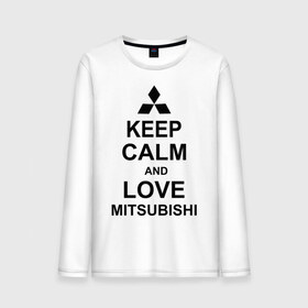 Мужской лонгслив хлопок с принтом keep calm and love mitsubishi в Новосибирске, 100% хлопок |  | автомобили | машины | сохраняй спокойствие и люби митсубиси | тачки