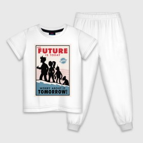 Детская пижама хлопок с принтом Futurama poster в Новосибирске, 100% хлопок |  брюки и футболка прямого кроя, без карманов, на брюках мягкая резинка на поясе и по низу штанин
 | futurama | future is today | бендер | лила | постер футурамы | фрай | футурама