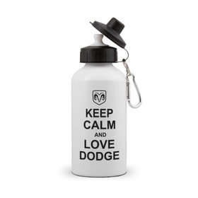 Бутылка спортивная с принтом keep calm and love dodge в Новосибирске, металл | емкость — 500 мл, в комплекте две пластиковые крышки и карабин для крепления | Тематика изображения на принте: авто | додж | сохраняй спокойствие и люби додж | тачки