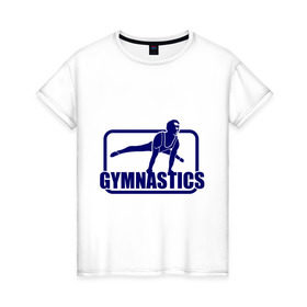 Женская футболка хлопок с принтом Gimnastic (Гимнастика) в Новосибирске, 100% хлопок | прямой крой, круглый вырез горловины, длина до линии бедер, слегка спущенное плечо | Тематика изображения на принте: sport | брусья | гимнаст | снаряд | спортсмен | тренировка | упражнения