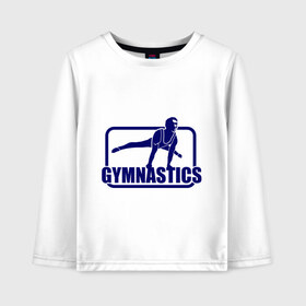 Детский лонгслив хлопок с принтом Gimnastic (Гимнастика) в Новосибирске, 100% хлопок | круглый вырез горловины, полуприлегающий силуэт, длина до линии бедер | sport | брусья | гимнаст | снаряд | спортсмен | тренировка | упражнения