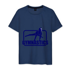 Мужская футболка хлопок с принтом Gimnastic (Гимнастика) в Новосибирске, 100% хлопок | прямой крой, круглый вырез горловины, длина до линии бедер, слегка спущенное плечо. | sport | брусья | гимнаст | снаряд | спортсмен | тренировка | упражнения