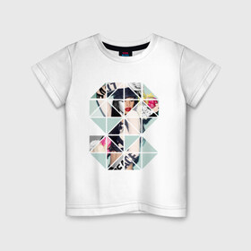 Детская футболка хлопок с принтом Geometric photo в Новосибирске, 100% хлопок | круглый вырез горловины, полуприлегающий силуэт, длина до линии бедер | geometric | геометрик | девушка в геометрий | девушка с цветами