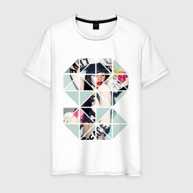 Мужская футболка хлопок с принтом Geometric photo в Новосибирске, 100% хлопок | прямой крой, круглый вырез горловины, длина до линии бедер, слегка спущенное плечо. | geometric | геометрик | девушка в геометрий | девушка с цветами