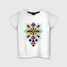 Детская футболка хлопок с принтом Summer geometry в Новосибирске, 100% хлопок | круглый вырез горловины, полуприлегающий силуэт, длина до линии бедер | геометрия | ромбики | узоры | фигуры
