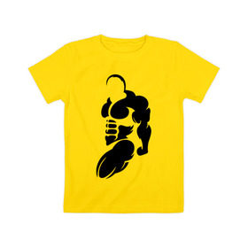 Детская футболка хлопок с принтом Бодибилдер (Культурист). в Новосибирске, 100% хлопок | круглый вырез горловины, полуприлегающий силуэт, длина до линии бедер | bodybuilding | power | sport | мощь | мускулы | мышцы | сила | спорт