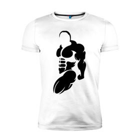 Мужская футболка премиум с принтом Бодибилдер (Культурист). в Новосибирске, 92% хлопок, 8% лайкра | приталенный силуэт, круглый вырез ворота, длина до линии бедра, короткий рукав | bodybuilding | power | sport | мощь | мускулы | мышцы | сила | спорт