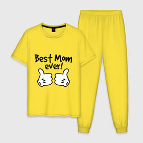 Мужская пижама хлопок с принтом Best Mom ever! (самая лучшая мама) в Новосибирске, 100% хлопок | брюки и футболка прямого кроя, без карманов, на брюках мягкая резинка на поясе и по низу штанин
 | бест мам | мама | подарки родным | подарок маме