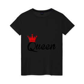 Женская футболка хлопок с принтом Королева в Новосибирске, 100% хлопок | прямой крой, круглый вырез горловины, длина до линии бедер, слегка спущенное плечо | queen | корона | царица