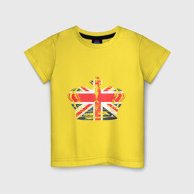 Детская футболка хлопок с принтом Корона, флаг Британии в Новосибирске, 100% хлопок | круглый вырез горловины, полуприлегающий силуэт, длина до линии бедер | Тематика изображения на принте: dtg | england | англия | британия | британский флаг | великобритания | прикольные картинки
