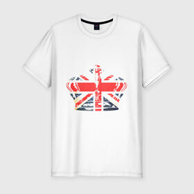 Мужская футболка премиум с принтом Корона, флаг Британии в Новосибирске, 92% хлопок, 8% лайкра | приталенный силуэт, круглый вырез ворота, длина до линии бедра, короткий рукав | dtg | england | англия | британия | британский флаг | великобритания | прикольные картинки