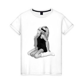 Женская футболка хлопок с принтом Бритни Спирс в Новосибирске, 100% хлопок | прямой крой, круглый вырез горловины, длина до линии бедер, слегка спущенное плечо | britney | spears | знаменитости | знаменитые личности | селебрити | суперзвезда