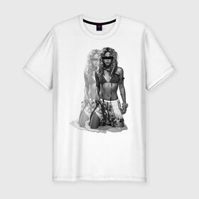 Мужская футболка премиум с принтом Шакира в Новосибирске, 92% хлопок, 8% лайкра | приталенный силуэт, круглый вырез ворота, длина до линии бедра, короткий рукав | shakira | девушка | знаменитости | знаменитые личности | селебрити | суперзвезда | тело | фигура