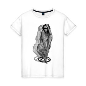 Женская футболка хлопок с принтом Анджелина Джоли в Новосибирске, 100% хлопок | прямой крой, круглый вырез горловины, длина до линии бедер, слегка спущенное плечо | jolie | девушка | знаменитости | знаменитые личности | селебрити | суперзвезда | тело | фигура
