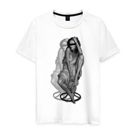 Мужская футболка хлопок с принтом Анджелина Джоли в Новосибирске, 100% хлопок | прямой крой, круглый вырез горловины, длина до линии бедер, слегка спущенное плечо. | jolie | девушка | знаменитости | знаменитые личности | селебрити | суперзвезда | тело | фигура